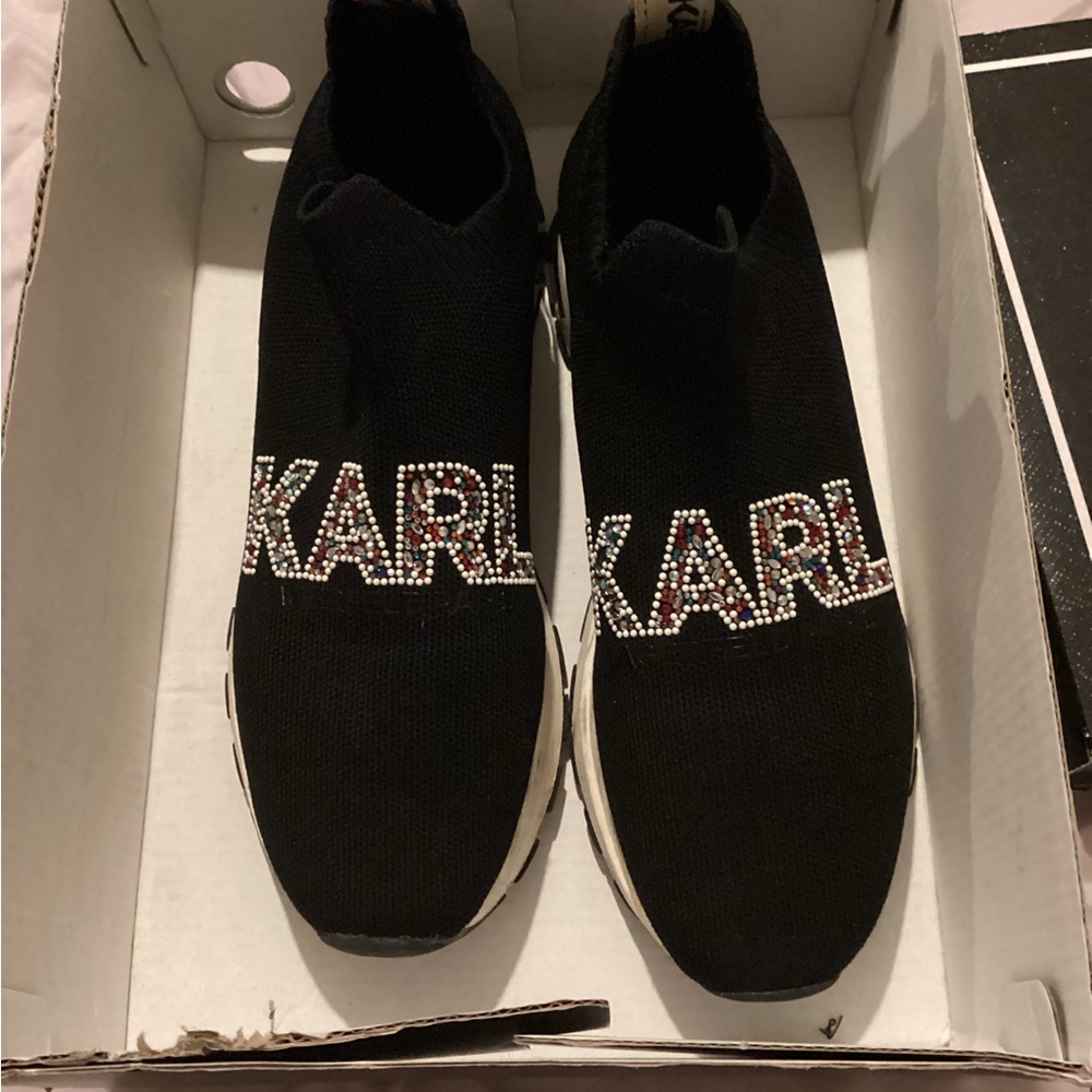 Karl Lagerfeld Black and White Slip-On Shoes